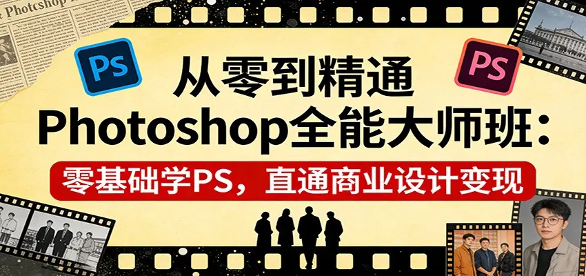 从零到精通Photoshop全能大师班：零基础学PS，直通商业设计变现-米创网