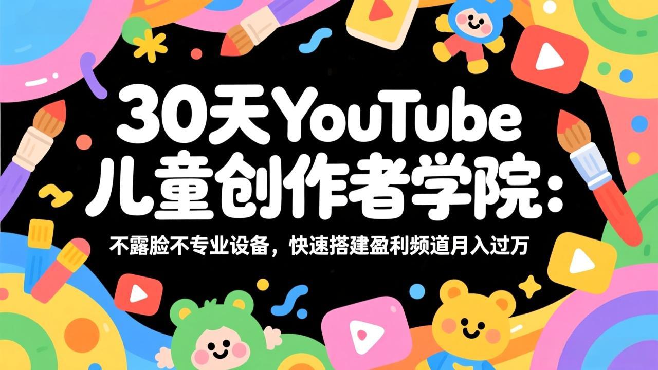 30天YouTube儿童创作者学院：不露脸不专业设备，快速搭建盈利频道月入过万-米创网
