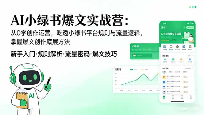 AI 小绿书爆文实战营：从0学创作运营，吃透小绿书平台规则与流量逻辑，掌握爆文创作底层方法-米创网