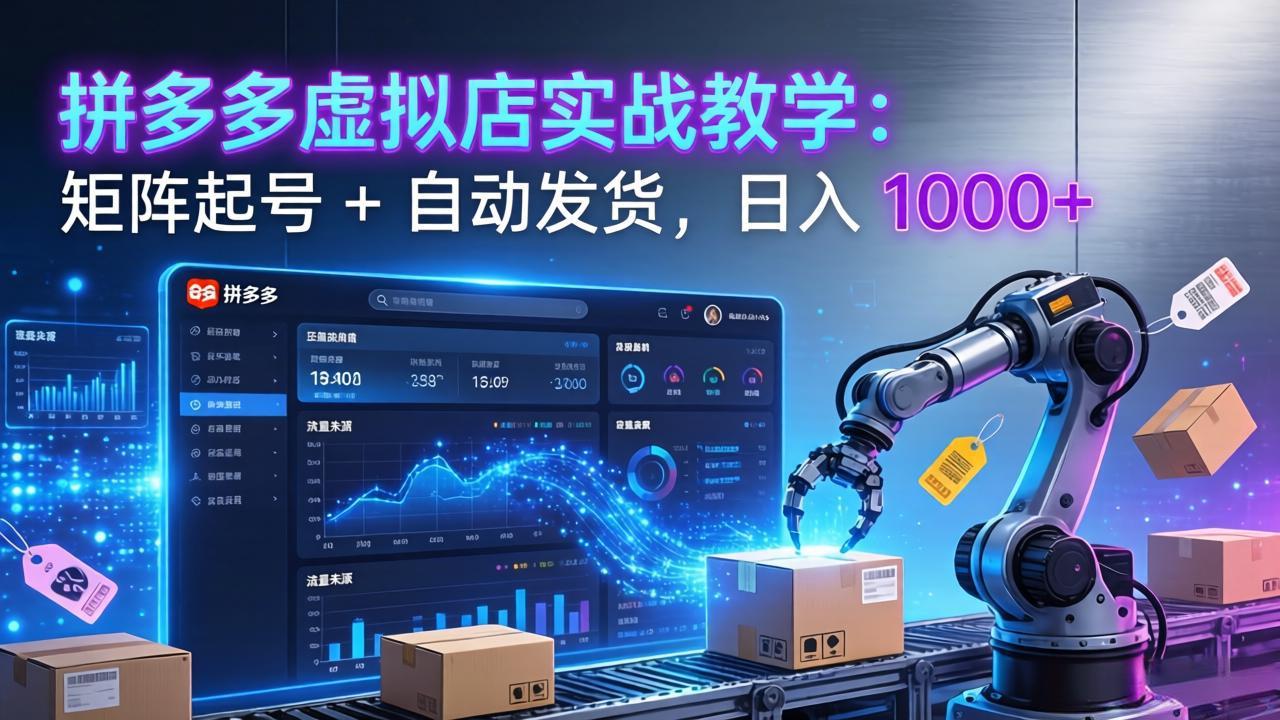 拼多多虚拟店实战教学：矩阵起号 + 自动发货，日入 1000+-米创网