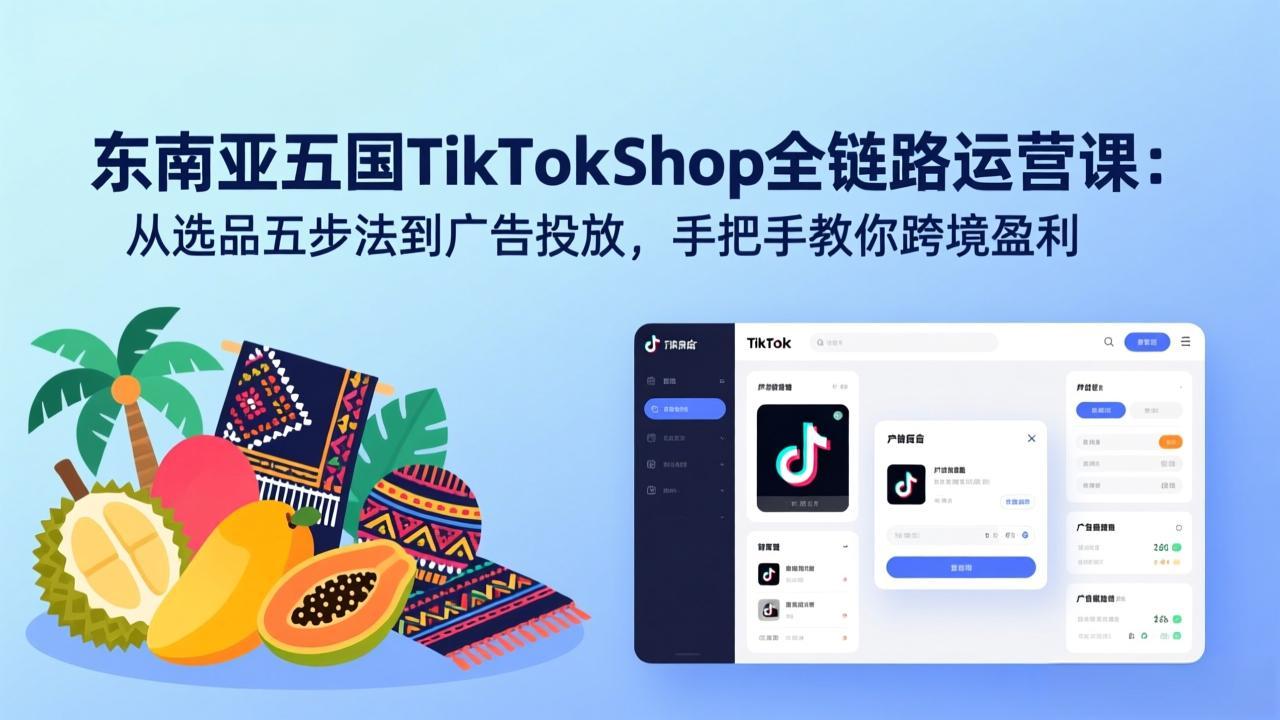 东南亚五国TikTok Shop全链路运营课：从选品五步法到广告投放，手把手教你跨境盈利-米创网