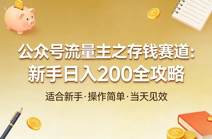公众号流量主之存钱赛道，贴合当下需求，适合新手，一天收益2张-米创网