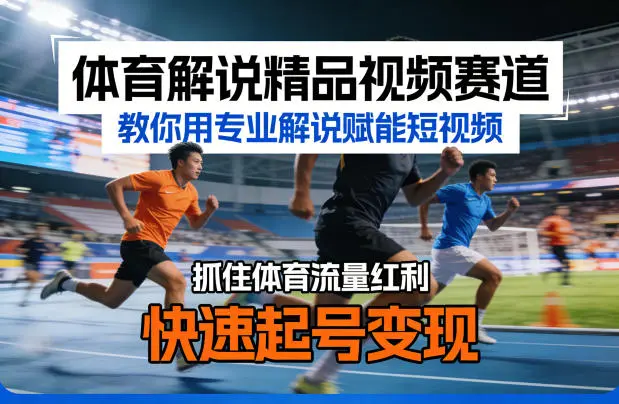 体育解说精品视频赛道，教你用专业解说赋能短视频，抓住体育流量红利，快速起号变现-58创客