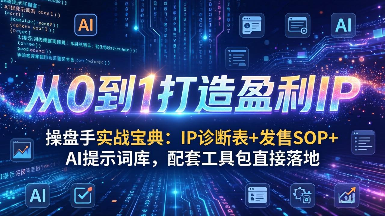 操盘手实战宝典：IP诊断表+发售SOP+AI提示词库，配套工具包直接落地，从0到1打造盈利IP-米创网