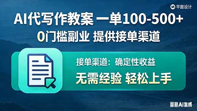 AI代写作教案，一单100-500+，提供接单渠道，0门槛副业！-米创网