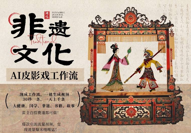 AI一键生成民俗文化非遗皮影戏视频，一刀不剪无需剪辑，30S一条，一天上百条，流量财富嘎嘎猛-米创网