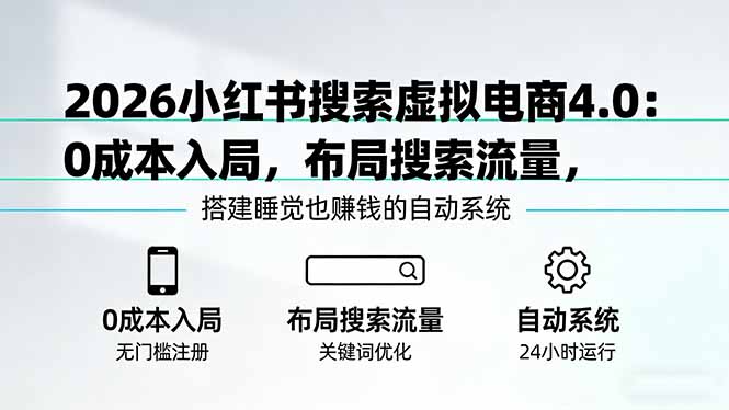 2026小红书搜索虚拟电商4.0：0成本入局，布局搜索流量，搭建睡觉也赚钱的自动系统-米创网