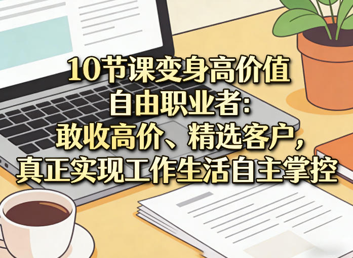 10节课变身高价值自由职业者：敢收高价、精选客户，真正实现工作生活自主掌控-米创网