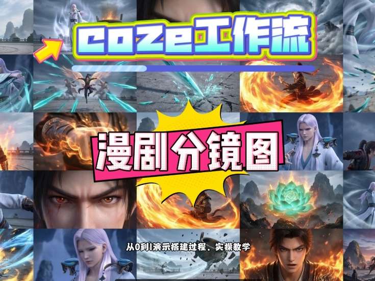 通过Coze工作流，制作《动漫分镜图》，两分钟制作完成25宫格分镜图，从0到1演示搭建过程，实操教学-米创网