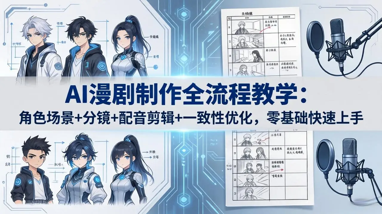 AI漫剧制作全流程教学：角色场景+分镜+配音剪辑+一致性优化，零基础快速上手-58创客