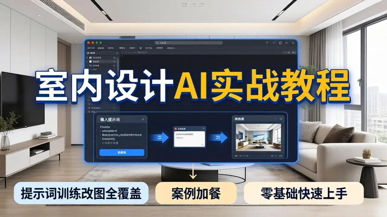2026室内设计AI实战教程，提示词训练改图全覆盖，搭配案例加餐，零基础也能快速上手-58创客