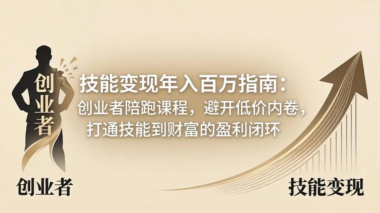 技能变现年入百万指南:创业者陪跑课程,避开低价内卷,打通技能到财富的盈利闭环-58创客