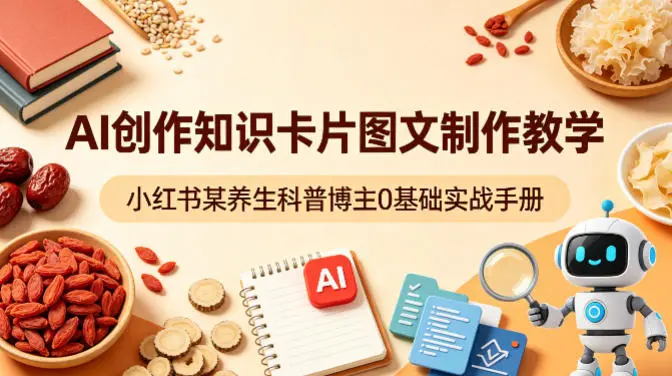 AI创作知识卡片图文制作教学,小红书某养生科普博主0基础实战手册-58创客