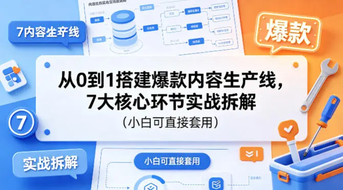 从0到1搭建爆款内容生产线，7大核心环节实战拆解(小白可直接套用)-58创客