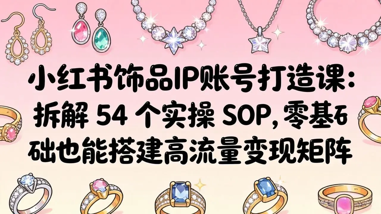 小红书饰品IP账号打造课:拆解 54 个实操 SOP,零基础也能搭建高流量变现矩阵-58创客