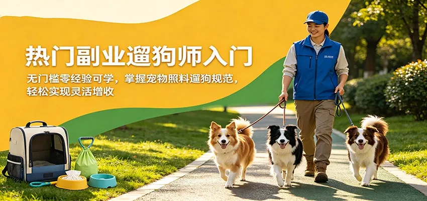 热门副业遛狗师入门，无门槛零经验可学，掌握宠物照料遛狗规范，轻松实现灵活增收-58创客