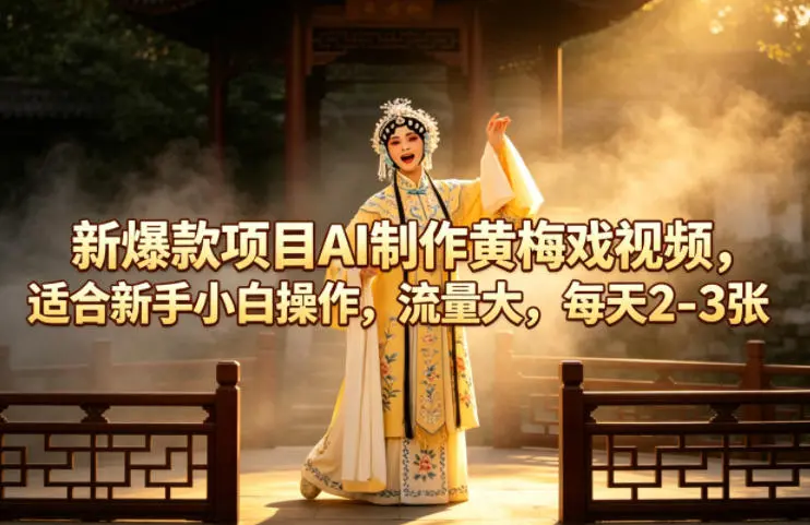 新爆款项目AI制作黄梅戏视频，适合新手小白操作，流量大，每天2-3张-58创客