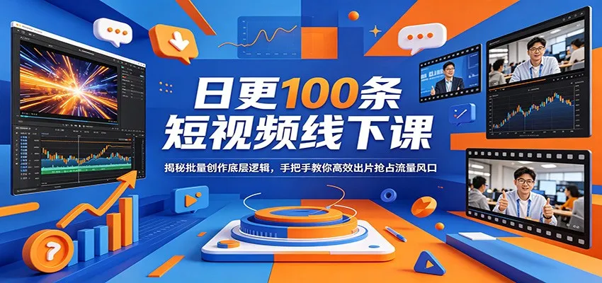日更100条短视频线下课：揭秘批量创作底层逻辑，手把手教你高效出片抢占流量风口-58创客