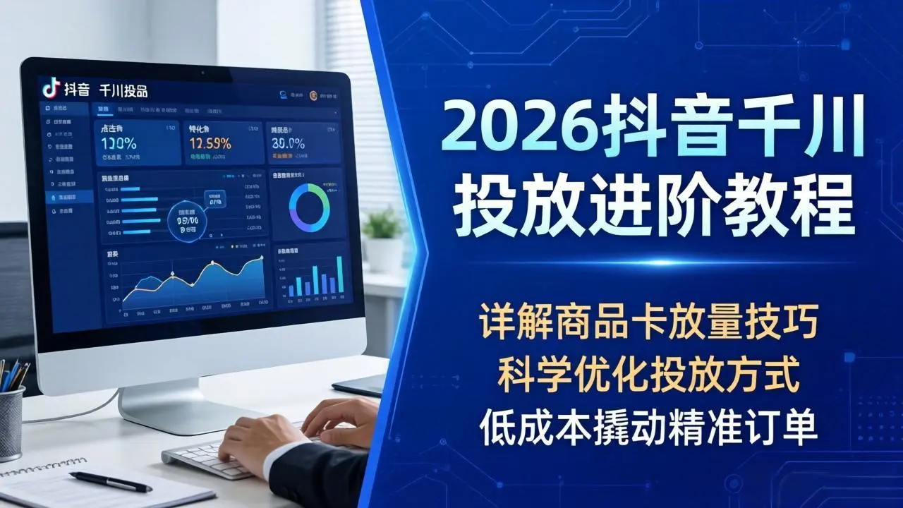 2026抖音千川投放进阶教程,详解商品卡放量技巧,科学优化投放方式,低成本撬动精准订单-58创客