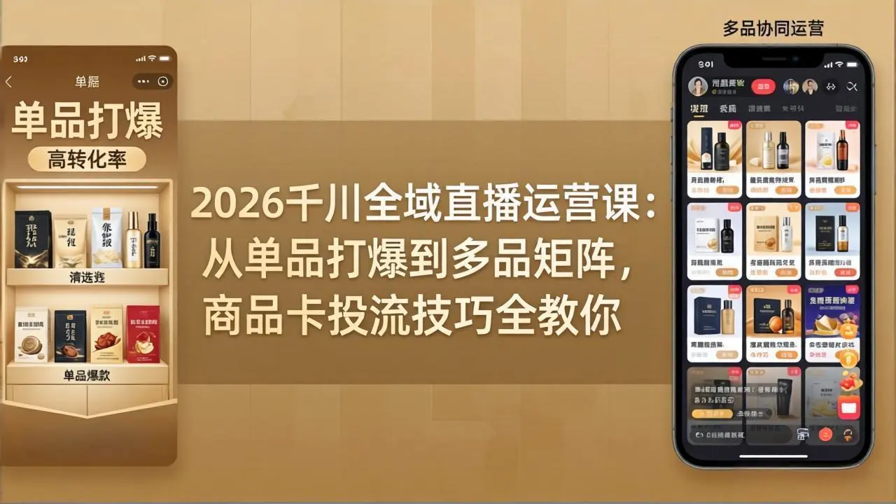 2026千川全域直播运营课：从单品打爆到多品矩阵，商品卡投流技巧全教你-58创客