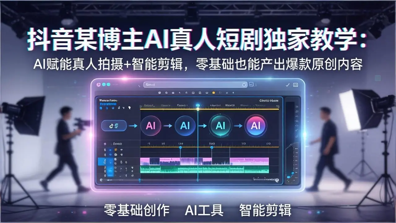 抖音某博主AI真人短剧独家教学:AI赋能真人拍摄+智能剪辑,零基础也能产出爆款原创内-58创客
