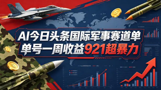 AI今日头条国际军事赛道,单号一周收益921,超暴力-58创客