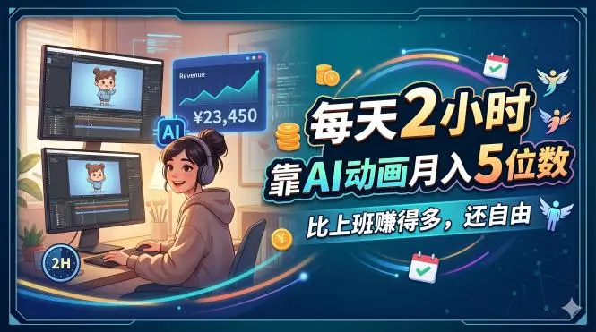 每天 2 小时，靠 AI 动画月入 5 位数，比上班赚得多，还自由-58创客