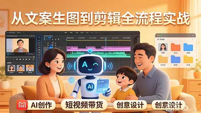 原创 AI 剧情短视频带货：AI+家庭剧情+带货广告，从文案生图到剪辑全流程实战-58创客