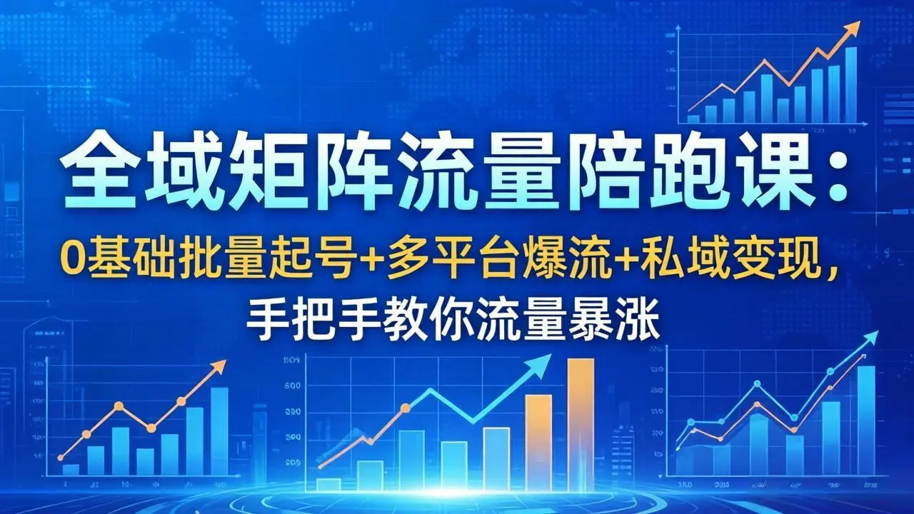 全域矩阵流量陪跑课:0基础批量起号+多平台爆流+私域变现,手把手教你流量暴涨-58创客