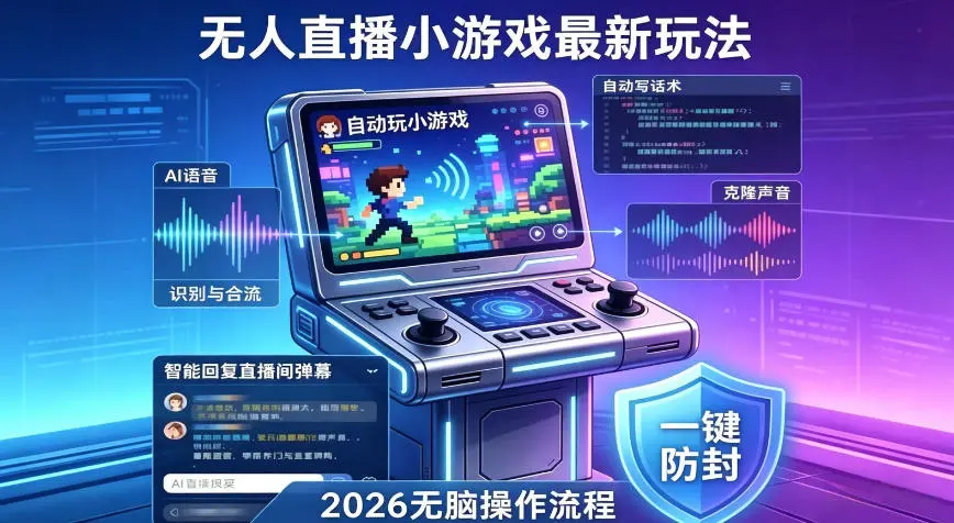 2026年AI无人直播小游戏全流程，不违规不封号，开启创业副业增收之路，小白月入1w+【揭秘】-58创客