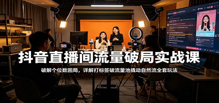 抖音直播间流量破局实战课:破解个位数困局,详解打标签破流量池撬动自然流全套玩法-58创客