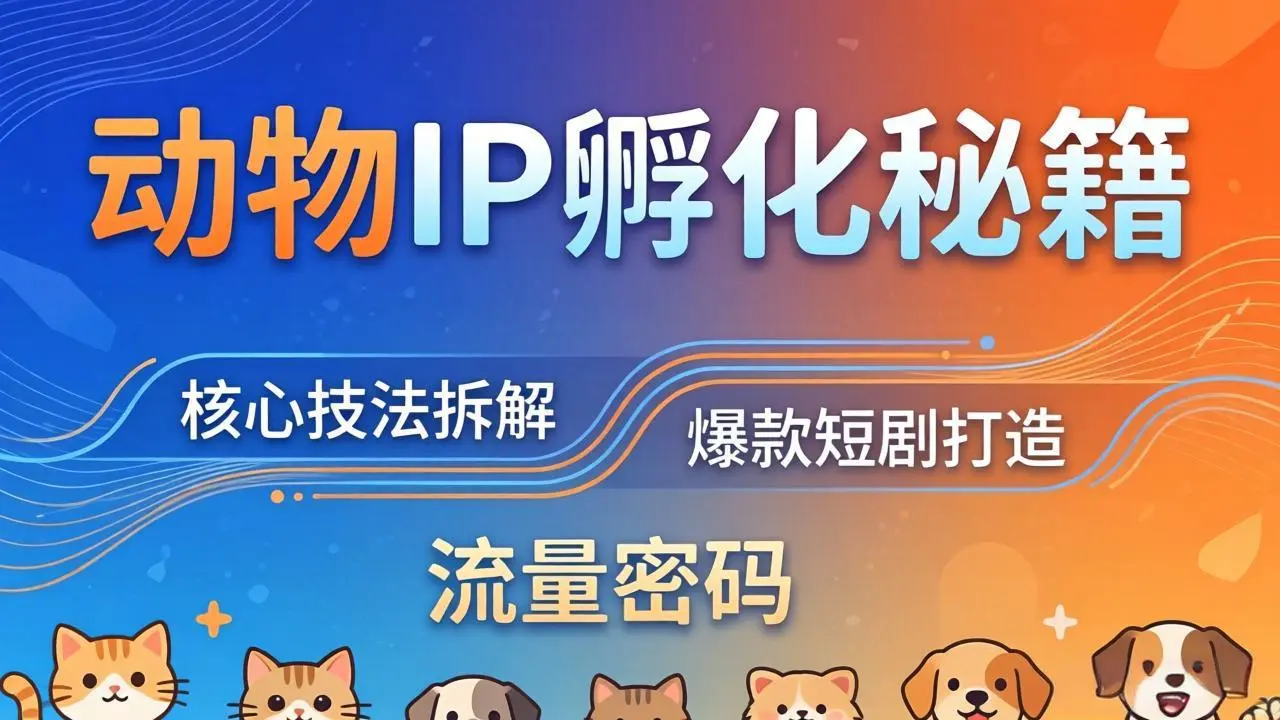 动物IP孵化全套秘籍,三大核心技法拆解,打造爆款萌宠短剧,轻松拿捏赛道流量密码-58创客