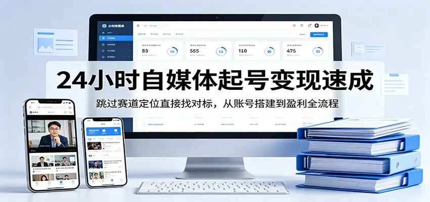 24小时自媒体起号变现速成，跳过赛道定位直接找对标，从账号搭建到盈利全流程-58创客