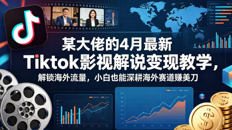 某大佬的4月最新Tiktok影视解说变现教学,解锁海外流量,小白也能深耕海外赛道賺美刀-58创客