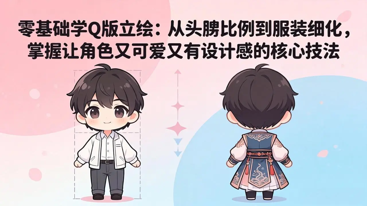 零基础学Q版立绘：从头身比例到服装细化，掌握让角色又可爱又有设计感的核心技法-58创客