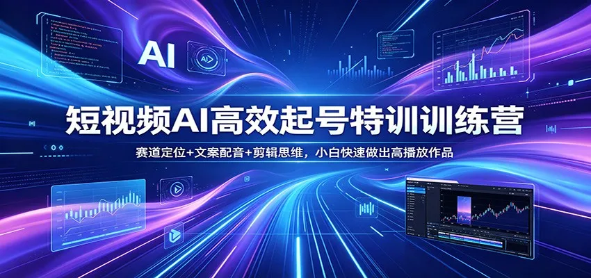 短视频AI高效起号特训训练营：赛道定位+文案配音+剪辑思维，小白快速做出高播放作品-58创客