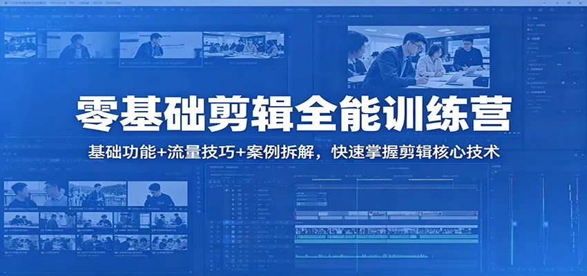零基础剪辑全能训练营:基础功能+流量技巧+案例拆解,快速掌握剪辑核心技术-58创客