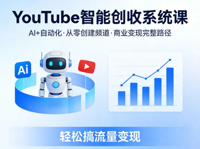 YouTube智能创收系统课，AI+自动化，从零创建YouTube频道并实现商业变现的完整路径，轻松搞流量变现-58创客
