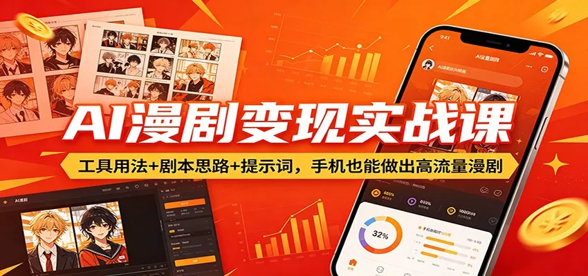 AI漫剧变现实战课:工具用法+剧本思路+提示词,手机也能做出高流量漫剧-58创客