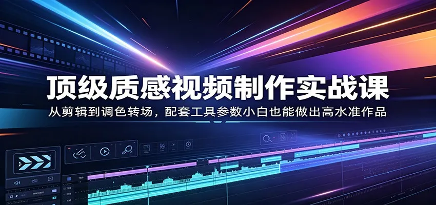顶级质感视频制作实战课：从剪辑到调色转场，配套工具参数小白也能做出高水准作品-58创客