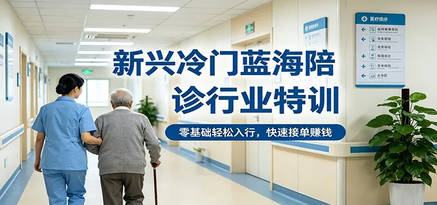 新兴冷门蓝海陪诊行业特训,零基础轻松入行,快速接单赚钱-58创客