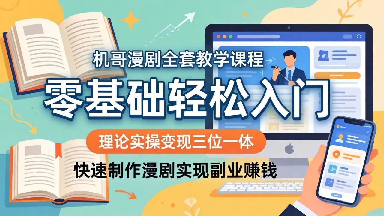 机哥漫剧全套教学课程,理论实操变现三位一体,零基础轻松入门,快速制作漫剧实现副业赚钱-58创客