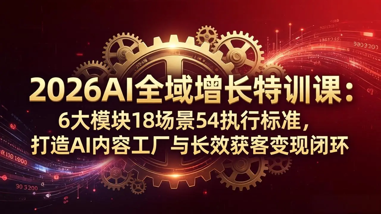 2026AI全域增长特训课:6大模块18场景54执行标准,打造AI内容工厂与长效获客变现闭环-58创客
