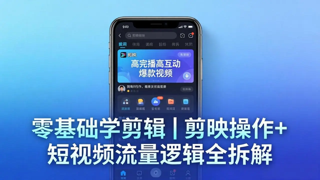【零基础学剪辑】剪映操作+短视频流量逻辑全拆解｜手把手教你剪出高完播高互动爆款视频-58创客