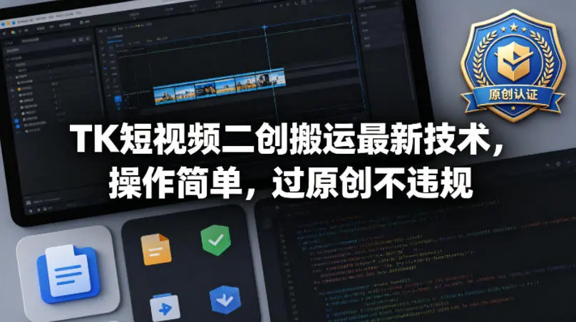 TK短视频二创搬运最新技术，操作简单，过原创不违规-58创客