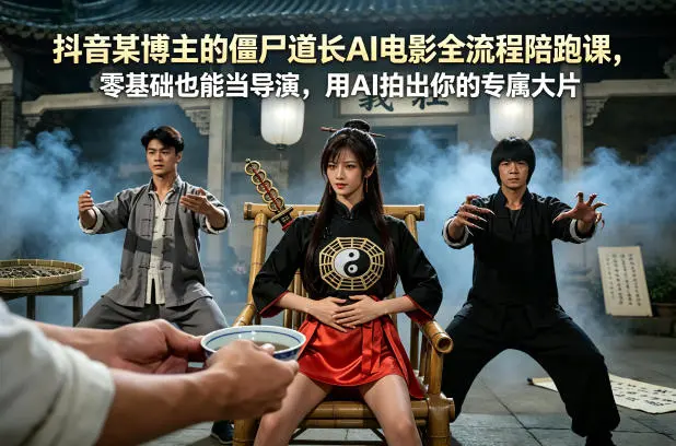 抖音某博主的僵尸道长AI电影全流程陪跑课，零基础也能当导演，用AI拍出你的专属大片-58创客
