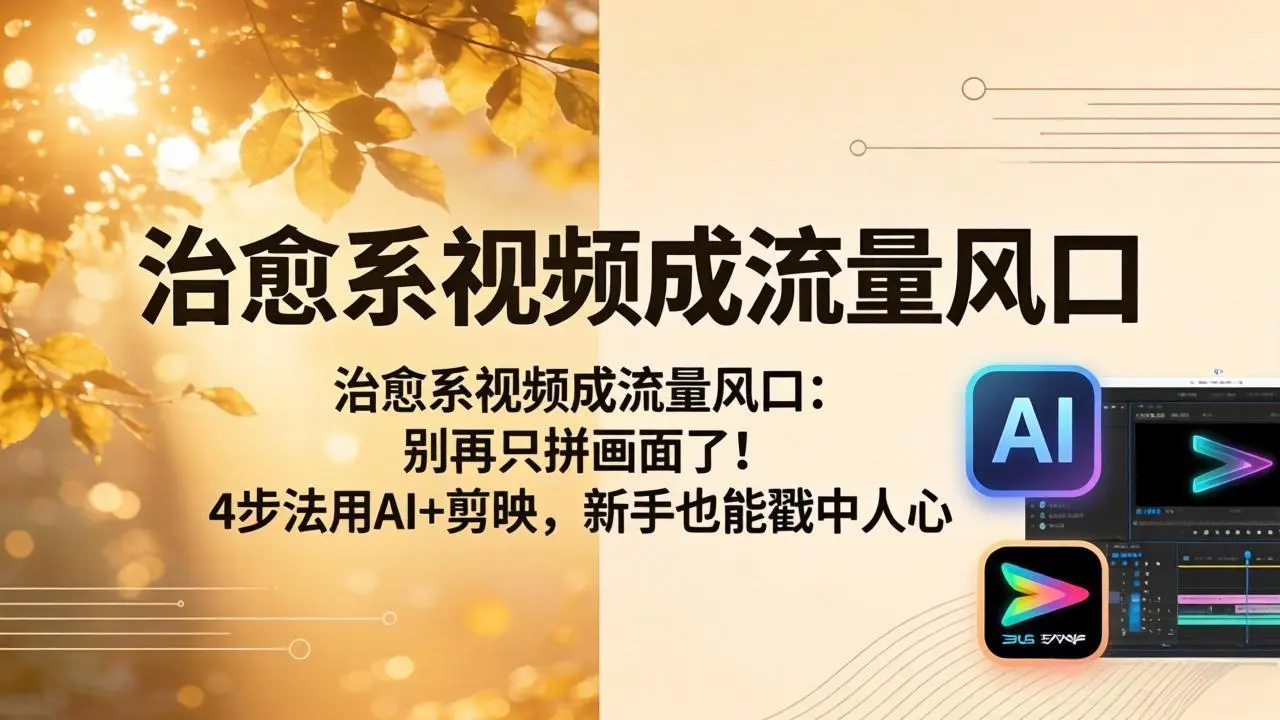治愈系视频成流量风口：别再只拼画面了！4步法用AI+剪映，新手也能戳中人心-58创客