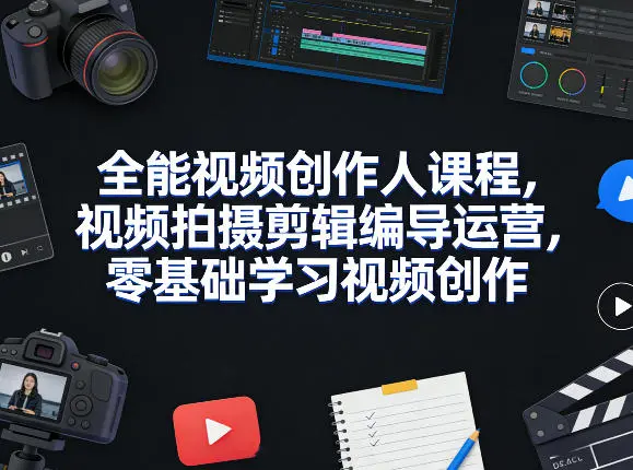 全能视频创作人课程，视频拍摄剪辑编导运营，零基础学习视频创作(更新2026年4月)-58创客