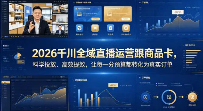 2026千川全域直播运营跟商品卡,科学投放、高效提效,让每一分预算都转化为真实订单-58创客