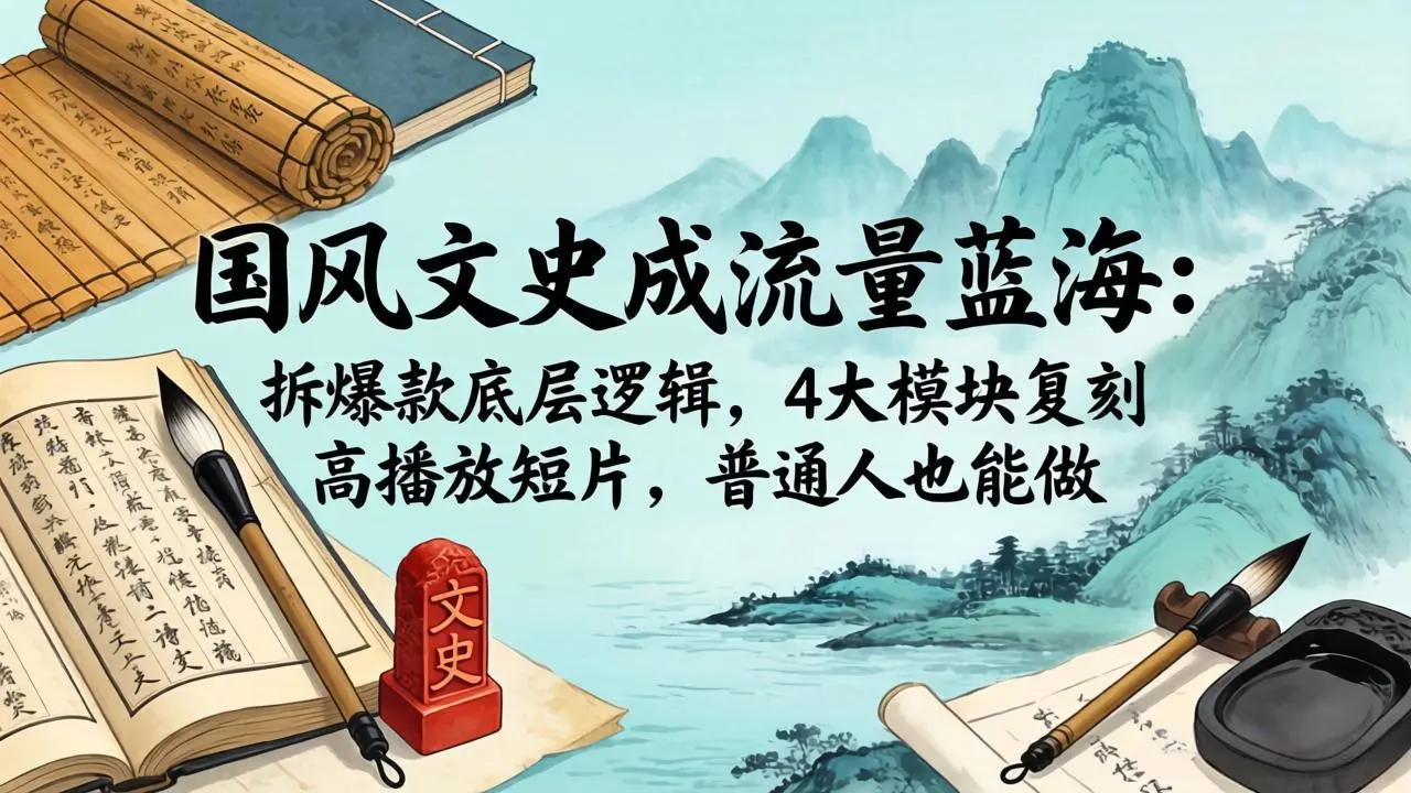 国风文史成流量蓝海:拆爆款底层逻辑,4大模块复刻高播放短片,普通人也能做-58创客